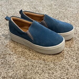 Dunes Platform Slip-On Sneakers in Slate Blue Suede
